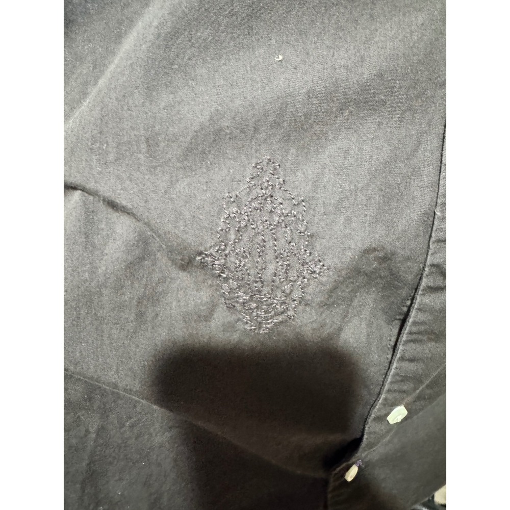 GAP Premium Mens Large Black Long SleeveButton Down Shirt Tonal Embroidery Crest